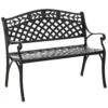 2 Sitzer Sitzbank Alu Gartenbank Metallbank Bank Mit Armlehnen Landhausstil Schwarz 102,5 X 61 X 84 Cm