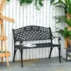 2 Sitzer Sitzbank Alu Gartenbank Metallbank Bank Mit Armlehnen Landhausstil Schwarz 102,5 X 61 X 84 Cm