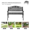2 Sitzer Sitzbank Alu Gartenbank Metallbank Bank Mit Armlehnen Landhausstil Schwarz 102,5 X 61 X 84 Cm