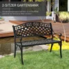 2 Sitzer Sitzbank Alu Gartenbank Metallbank Bank Mit Armlehnen Landhausstil Schwarz 102,5 X 61 X 84 Cm