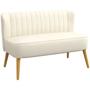 2 Sitzer Sofa, Weiche Polsterung, Pflegeleichter Bezug, Bis 220 Kg, 117 X 56,5 X 77 Cm, Cremeweiß