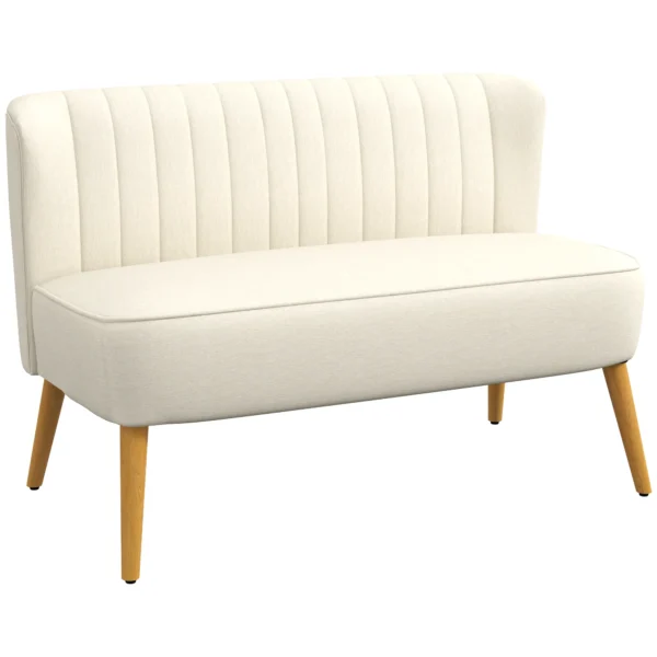 2 Sitzer Sofa, Weiche Polsterung, Pflegeleichter Bezug, Bis 220 Kg, 117 X 56,5 X 77 Cm, Cremeweiß