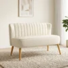 2 Sitzer Sofa, Weiche Polsterung, Pflegeleichter Bezug, Bis 220 Kg, 117 X 56,5 X 77 Cm, Cremeweiß