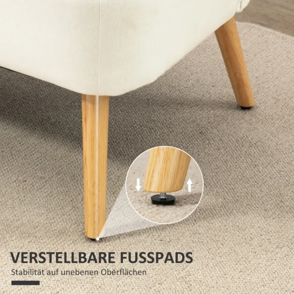 2 Sitzer Sofa, Weiche Polsterung, Pflegeleichter Bezug, Bis 220 Kg, 117 X 56,5 X 77 Cm, Cremeweiß