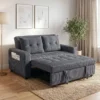 2 Sitzer Sofabett, Cordbezug, Zum Schlafsofa Umwandelbar, 2 Kissen, Seitentaschen, 157 X 190 Cm, Dunkelgrau