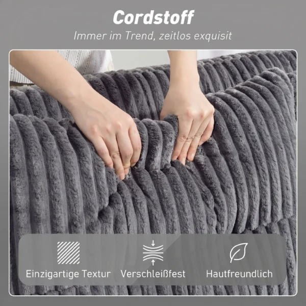 2 Sitzer Sofabett, Cordbezug, Zum Schlafsofa Umwandelbar, 2 Kissen, Seitentaschen, 157 X 190 Cm, Dunkelgrau