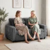 2 Sitzer Sofabett, Cordbezug, Zum Schlafsofa Umwandelbar, 2 Kissen, Seitentaschen, 157 X 190 Cm, Dunkelgrau