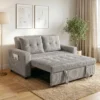 2 Sitzer Sofabett, Cordbezug, Zum Schlafsofa Umwandelbar, 2 Kissen, Seitentaschen, 157 X 190 Cm, Hellgrau