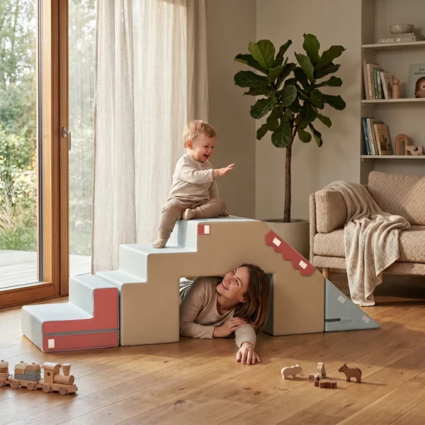 2 teiliges Schaumstoff Bausteine Für Kleinkinder Mit Abnehmbaren Bezügen, Indoor Kletter Und Krabbelspielset, Blau