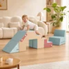 2 teiliges Schaumstoff Bausteine Für Kleinkinder Mit Abnehmbaren Bezügen, Indoor Kletter Und Krabbelspielset, Blau
