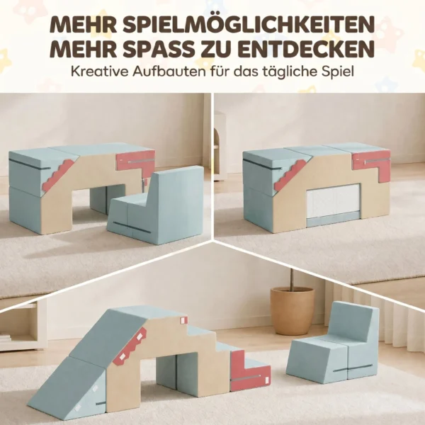 2 teiliges Schaumstoff Bausteine Für Kleinkinder Mit Abnehmbaren Bezügen, Indoor Kletter Und Krabbelspielset, Blau