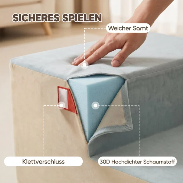 2 teiliges Schaumstoff Bausteine Für Kleinkinder Mit Abnehmbaren Bezügen, Indoor Kletter Und Krabbelspielset, Blau