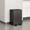 2 X 28 L Doppelmülleimer, Pedalöffnung, Leicht Zu Reinigen, Edelstahl, Kunststoff, Schwarz