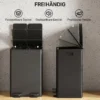 2 X 28 L Doppelmülleimer, Pedalöffnung, Leicht Zu Reinigen, Edelstahl, Kunststoff, Schwarz