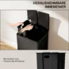2 X 28 L Doppelmülleimer, Pedalöffnung, Leicht Zu Reinigen, Edelstahl, Kunststoff, Schwarz