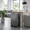 2 X 28 L Doppelmülleimer, Pedalöffnung, Leicht Zu Reinigen, Edelstahl, Kunststoff, Schwarz