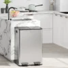 2 X 28 L Doppelmülleimer, Pedalöffnung, Leicht Zu Reinigen, Edelstahl, Kunststoff, Silber