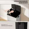 2 X 28 L Doppelmülleimer, Pedalöffnung, Leicht Zu Reinigen, Edelstahl, Kunststoff, Silber