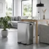 2 X 28 L Doppelmülleimer, Pedalöffnung, Leicht Zu Reinigen, Edelstahl, Kunststoff, Silber