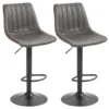 2er Set Barhocker Im Retrodesign, Inkl. Fußstütze, Höhenverstellbar, Gaslift, Dunkelgrau