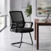 2er Set Ergonomische Schreibtischstühle Ohne Rollen, Gepolsterte Konferenzstühle Mit Kufengestell Für Wartezimmer Und Empfang, Schwarz