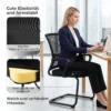 2er Set Ergonomische Schreibtischstühle Ohne Rollen, Gepolsterte Konferenzstühle Mit Kufengestell Für Wartezimmer Und Empfang, Schwarz