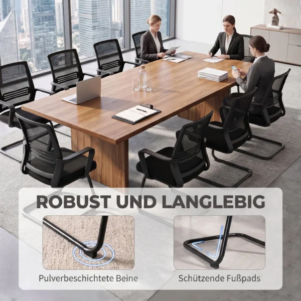 2er Set Ergonomische Schreibtischstühle Ohne Rollen, Gepolsterte Konferenzstühle Mit Kufengestell Für Wartezimmer Und Empfang, Schwarz