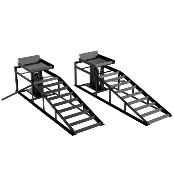 2er Set Hydraulische Auffahrrampe Höhenverstellbar Schwellenrampe 3 T Tragkraft, Bordsteinrampe Für Reifen Bis 23 Cm