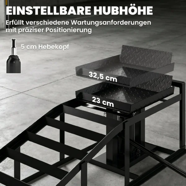 2er Set Hydraulische Auffahrrampe Höhenverstellbar Schwellenrampe 3 T Tragkraft, Bordsteinrampe Für Reifen Bis 23 Cm