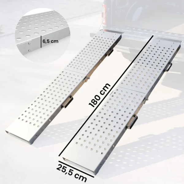 2er Set Klappbare Auffahrrampe Metall Schwellenrampe Mit Griffen Bis 400 Kg, Für Reifen Bis 22,5 Cm