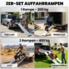 2er Set Klappbare Auffahrrampe Metall Schwellenrampe Mit Griffen Bis 400 Kg, Für Reifen Bis 22,5 Cm
