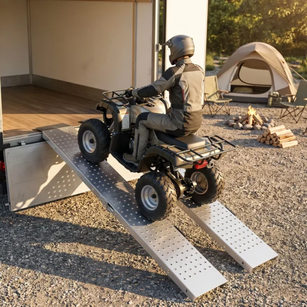 2er Set Klappbare Auffahrrampe Metall Schwellenrampe Mit Griffen Bis 400 Kg, Für Reifen Bis 22,5 Cm