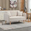 2er Sofa Sofa Couch, Modern Design, Inkl. 2 Kissen, Holzbeine, 130 X 70 X 80 Cm, Creme