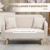 2er Sofa Sofa Couch, Modern Design, Inkl. 2 Kissen, Holzbeine, 130 X 70 X 80 Cm, Creme