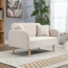 2er Sofa Sofa Couch, Modern Design, Inkl. 2 Kissen, Holzbeine, 130 X 70 X 80 Cm, Creme