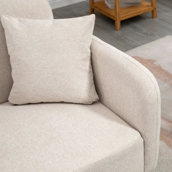 2er Sofa Sofa Couch, Modern Design, Inkl. 2 Kissen, Holzbeine, 130 X 70 X 80 Cm, Creme