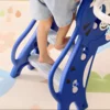 3 In 1 Kinderrutsche Mit Klettergerüst Basketballkorb Kleinkindrutsche, Cartoon Design ür Kleinkinder 18 36 Monaten Blau