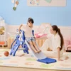 3 In 1 Kinderrutsche Mit Klettergerüst Basketballkorb Kleinkindrutsche, Cartoon Design ür Kleinkinder 18 36 Monaten Blau
