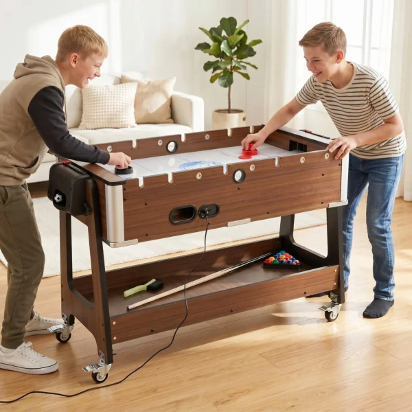 3 in 1 Multi Spieltisch Drehbar Multifunktionstisch Mit Billardtisch Tischfußball Airhockey Ablagefach