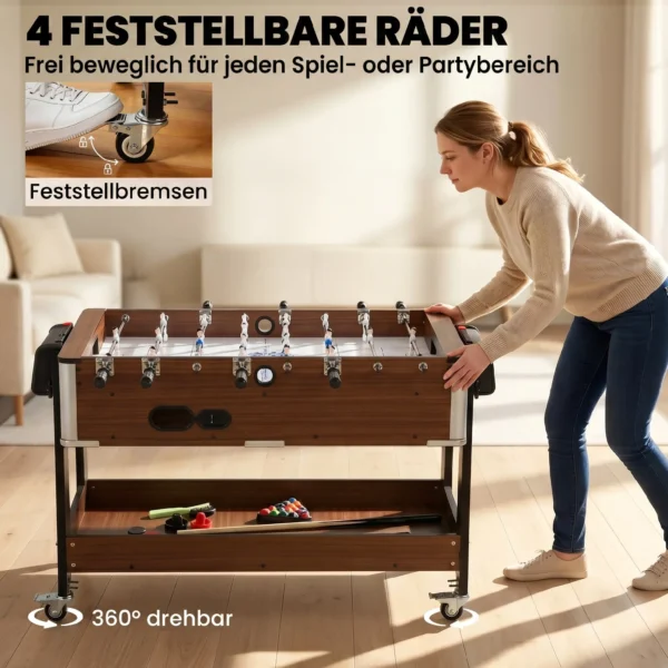 3 in 1 Multi Spieltisch Drehbar Multifunktionstisch Mit Billardtisch Tischfußball Airhockey Ablagefach
