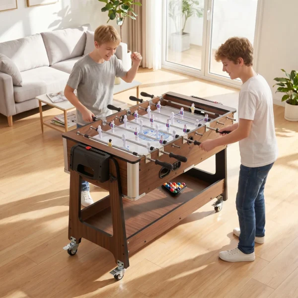 3 in 1 Multi Spieltisch Drehbar Multifunktionstisch Mit Billardtisch Tischfußball Airhockey Ablagefach