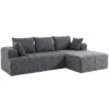 3 Sitzer Ecksofa In L Form Mit Ottomane, Wandelbares Chenille Cloud Schlafsofa Mit Federkernpolsterung, Grau