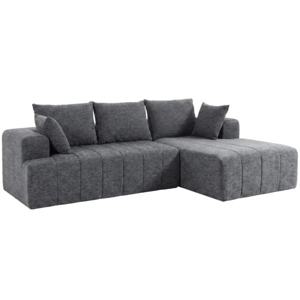 3 Sitzer Ecksofa In L Form Mit Ottomane, Wandelbares Chenille Cloud Schlafsofa Mit Federkernpolsterung, Grau