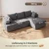 3 Sitzer Ecksofa In L Form Mit Ottomane, Wandelbares Chenille Cloud Schlafsofa Mit Federkernpolsterung, Grau