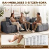 3 Sitzer Ecksofa In L Form Mit Ottomane, Wandelbares Chenille Cloud Schlafsofa Mit Federkernpolsterung, Grau