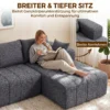 3 Sitzer Ecksofa In L Form Mit Ottomane, Wandelbares Chenille Cloud Schlafsofa Mit Federkernpolsterung, Grau