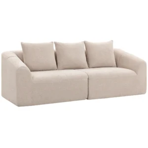 3 Sitzer Sofa, Chenille Cloud Couch Ohne Rahmen, Dicke Federkernpolsterung, Extra Breite Sitzfläche, 3 Kissen, Beige