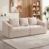 3 Sitzer Sofa, Chenille Cloud Couch Ohne Rahmen, Dicke Federkernpolsterung, Extra Breite Sitzfläche, 3 Kissen, Beige