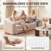 3 Sitzer Sofa, Chenille Cloud Couch Ohne Rahmen, Dicke Federkernpolsterung, Extra Breite Sitzfläche, 3 Kissen, Beige