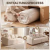 3 Sitzer Sofa, Chenille Cloud Couch Ohne Rahmen, Dicke Federkernpolsterung, Extra Breite Sitzfläche, 3 Kissen, Beige